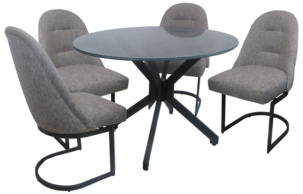 M-235 Chairs Crackle Glass Table