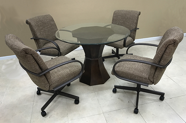 M-60 Caster Chairs Clear Glass Table