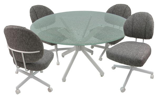 M-75 Caster Chair Mojave Grey - Crackle Glass Table