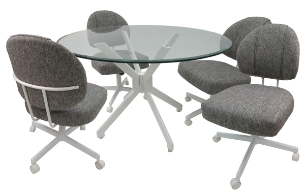 M-75 Caster Chair Mojave Grey - Clear Glass Table