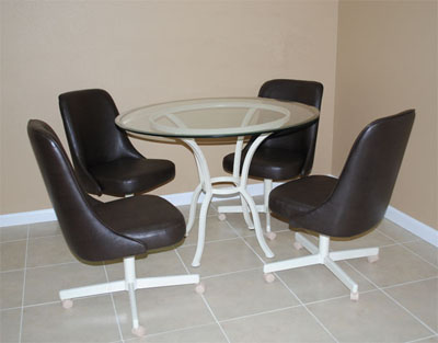 Dinette with Metal Base Glass Top m200 Caster Chairs