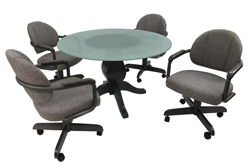 M-79 Caster Chairs 48inch Glass Table