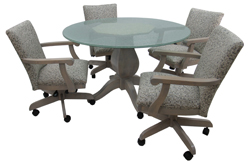 Mango Plus Caster Chairs 48 Crackle Glass Table