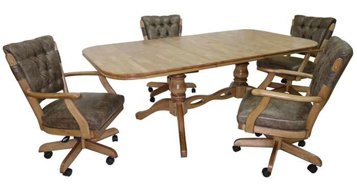 Vintage Caster Chairs 42x60x78 Wood Table